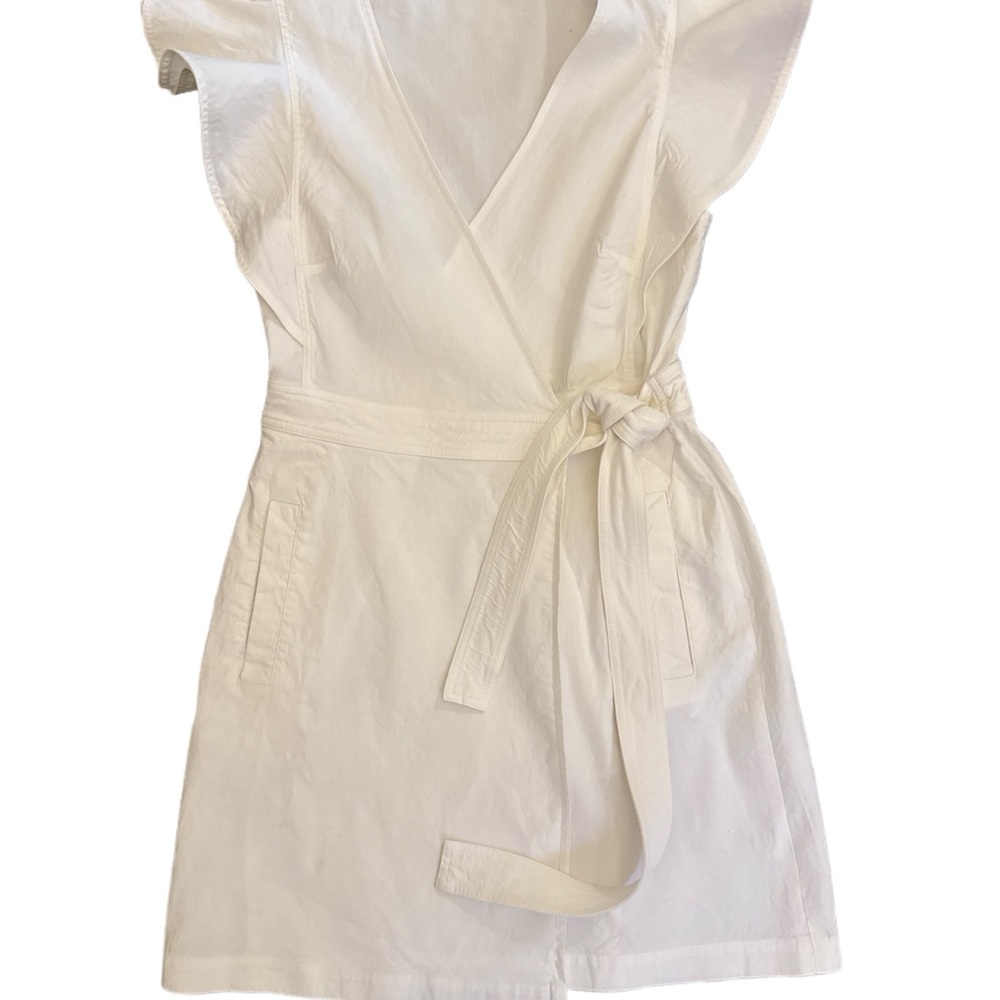 ALC Elegant White Wrap Dress, Linen Blend, size 10